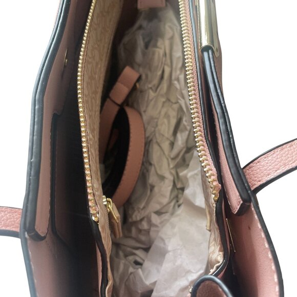 Charming Charlie Pink Structured Tote Bag Gold-tone Hardware Satchel Purse Work - Picture 4 of 9